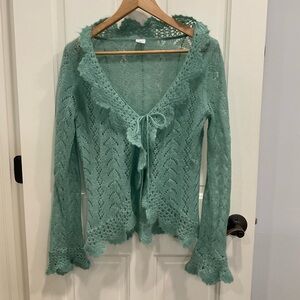 New Look Women’s Mint Green Crochet Knit Cardigan Size L